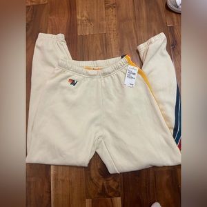 Aviator nation striped cream sweatpants size small
